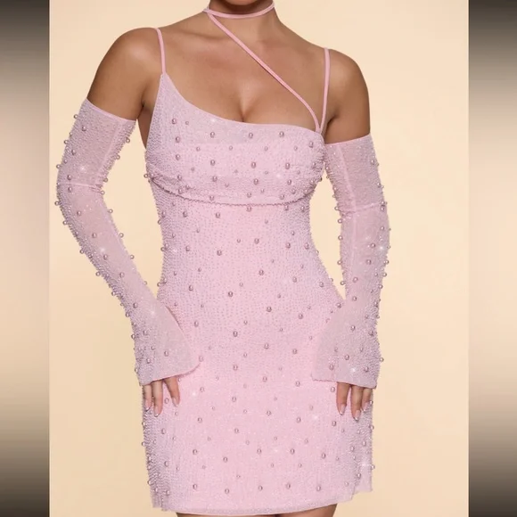 Embellished Asymmetric Corset Mini Dress